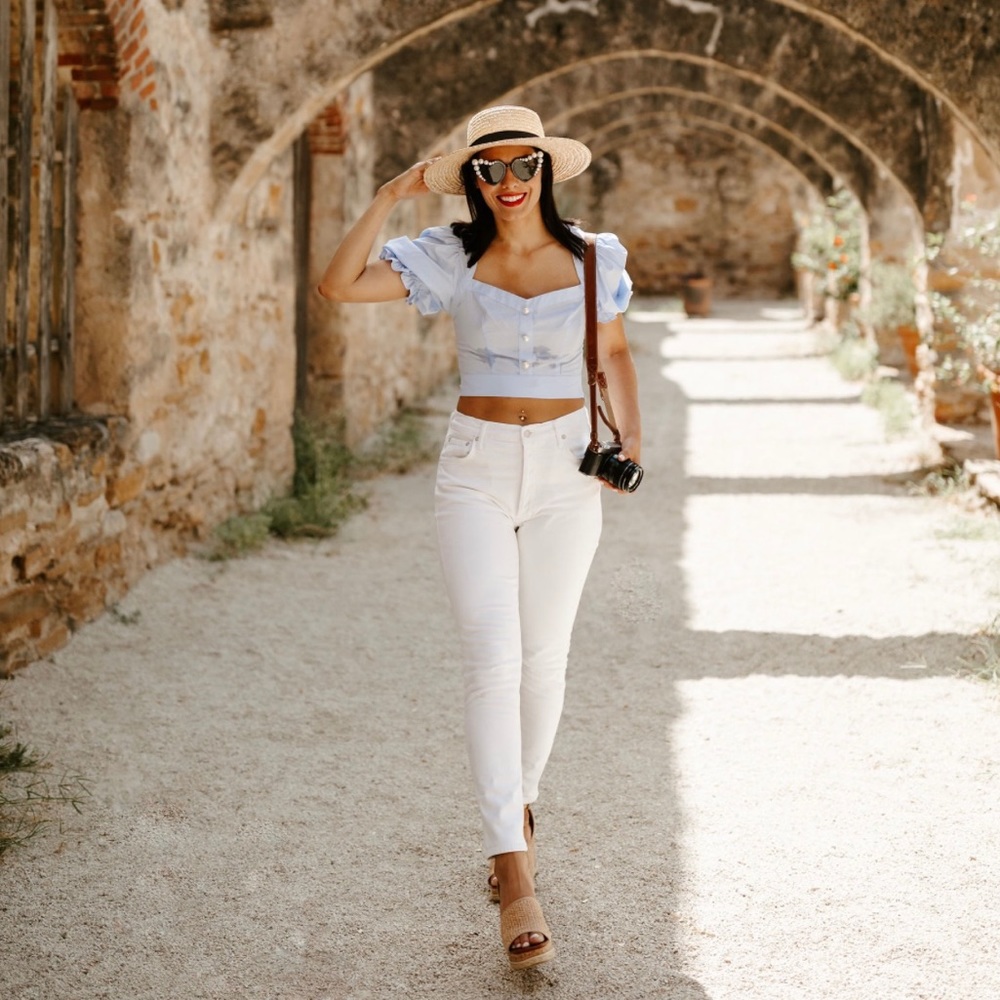 AGOLDE white jeans(straight leg, high rise)